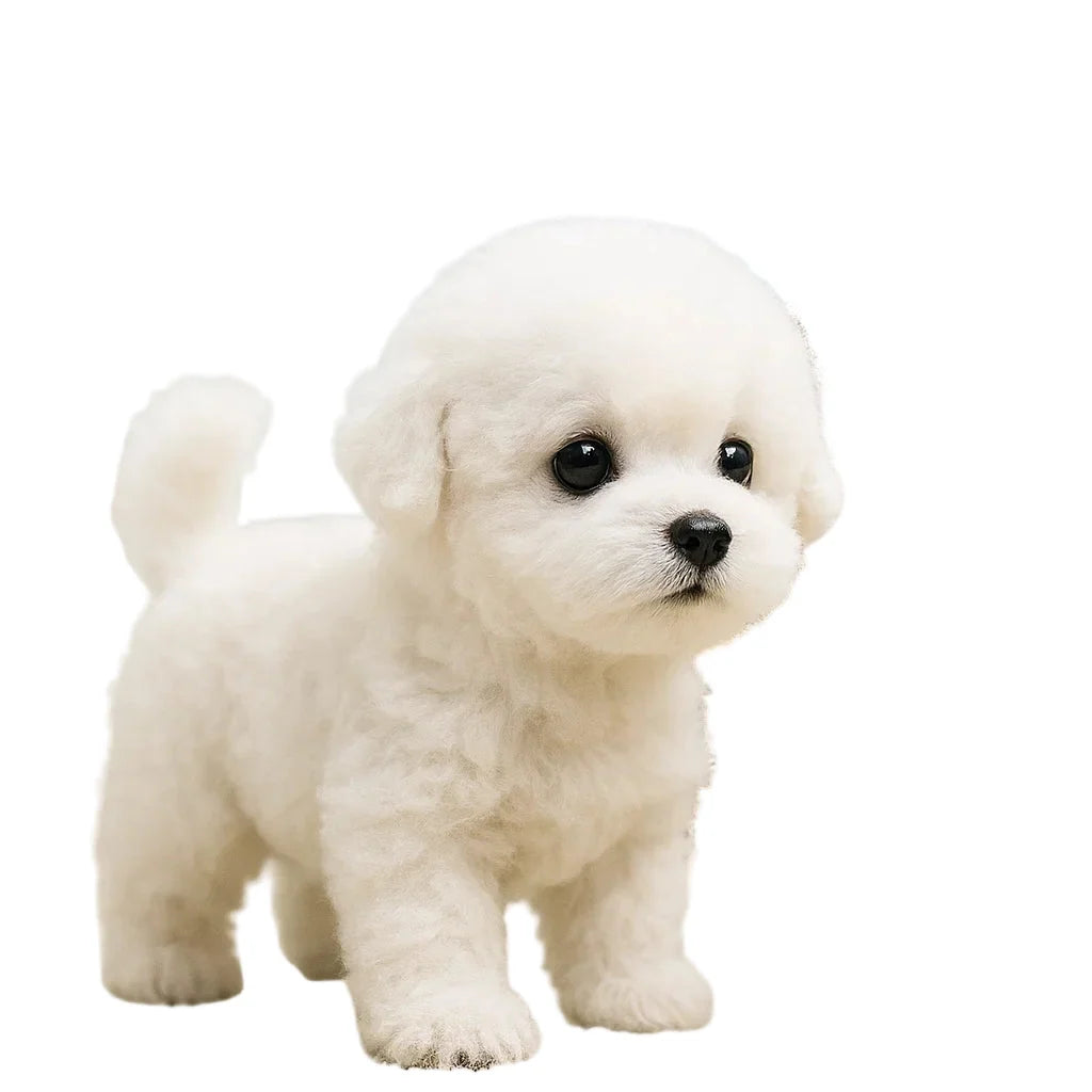 Biały interaktywny pluszowy szczeniak z realistycznymi ruchami i dźwiękami na białym tle