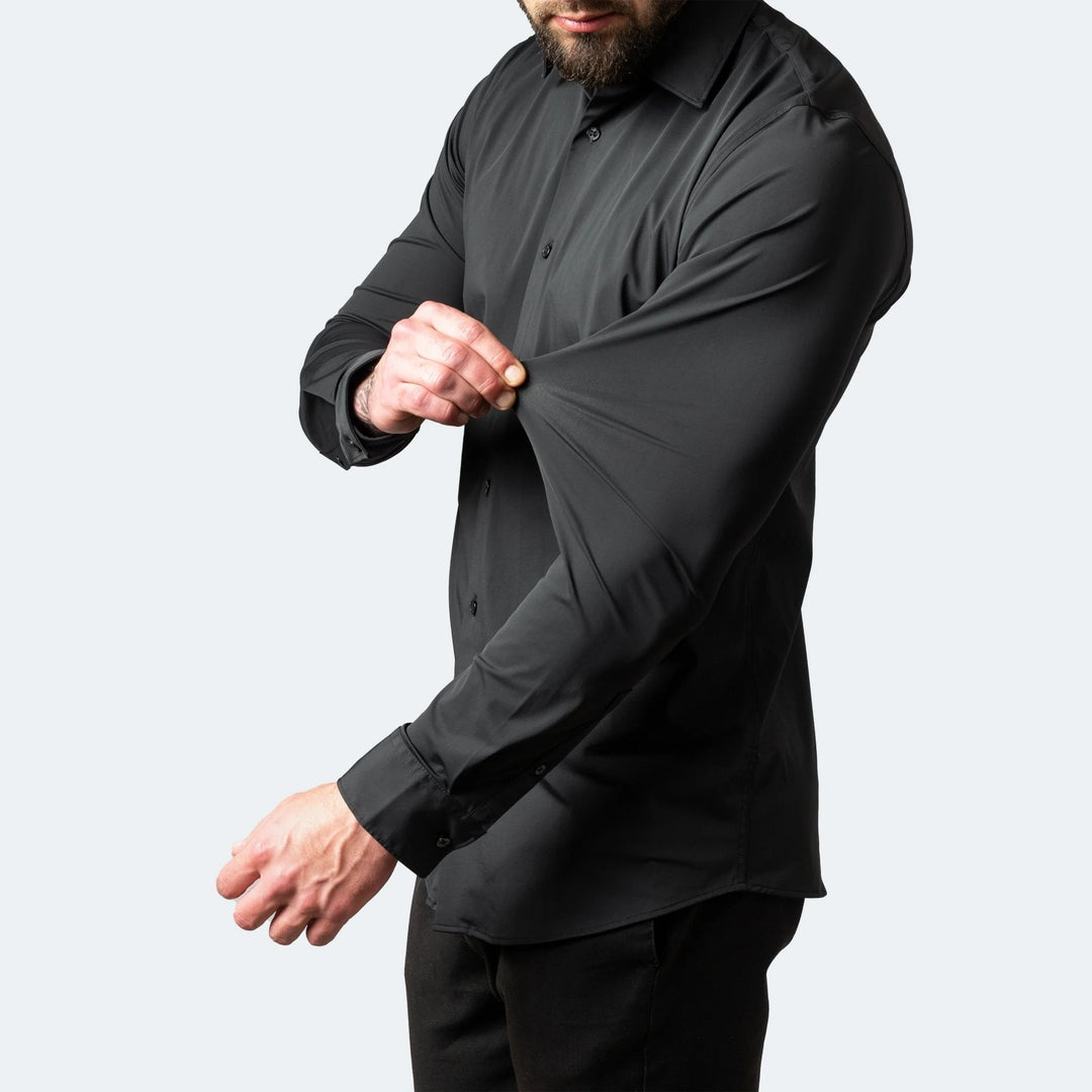 Dopasowana koszula męska slim fit stretch w kolorze białym z mankietami na guziki