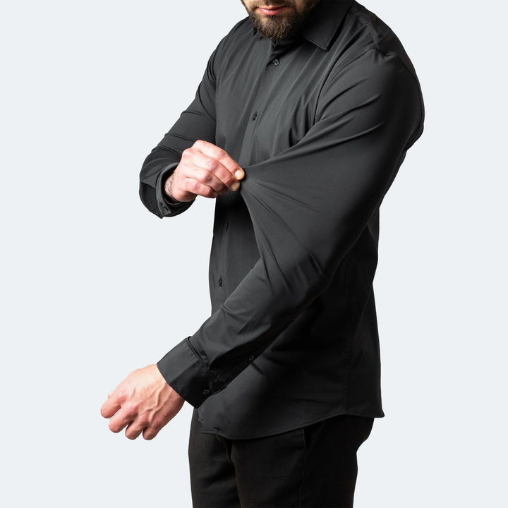 Dopasowana koszula męska slim fit stretch w kolorze białym z mankietami na guziki