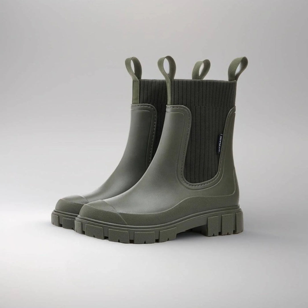 Front angle of women's Chelsea boots showing sleek upper and elasticated gusset construction