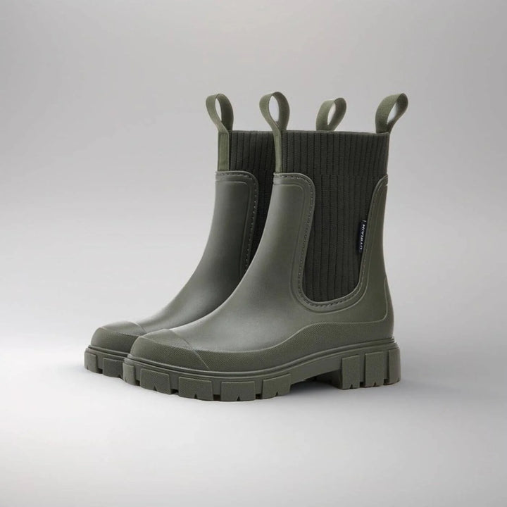 Front angle of women's Chelsea boots showing sleek upper and elasticated gusset construction