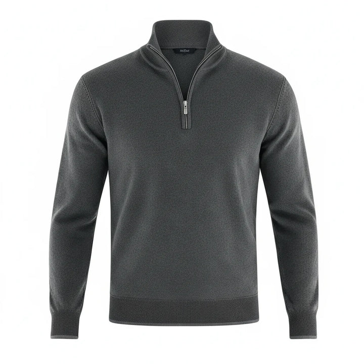 Męski sweter dzianinowy regular fit z zamkiem w kolorze fioletowym