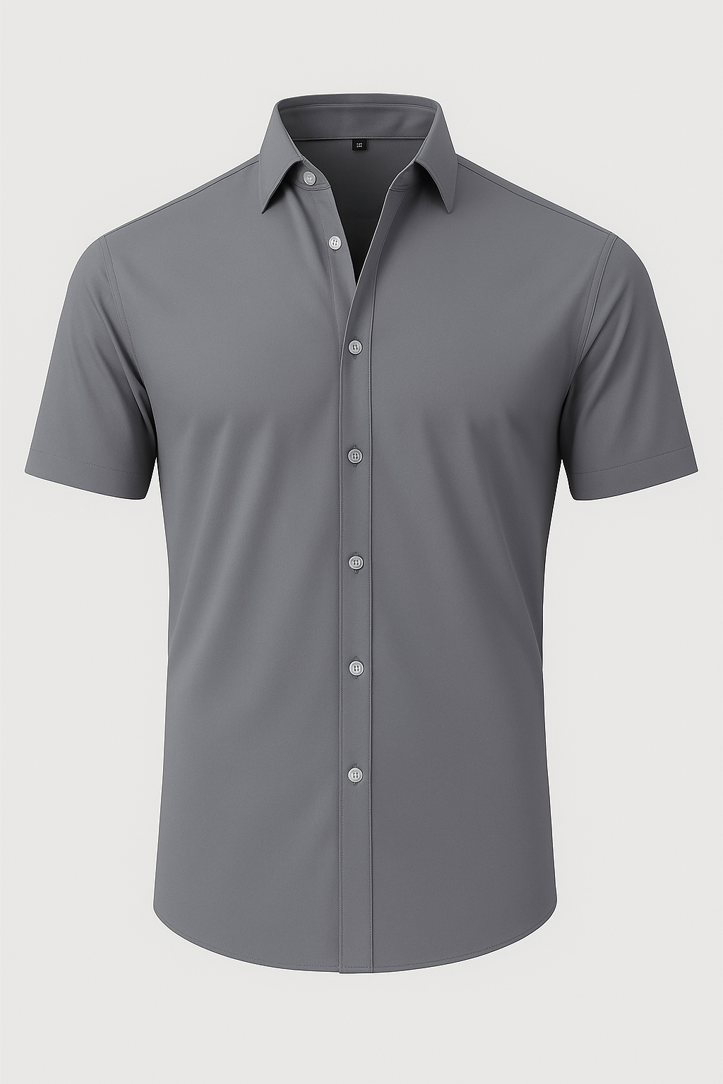 Koszula męska z krótkim rękawem zapinana na guziki w gładkiej tkaninie o strukturze woven