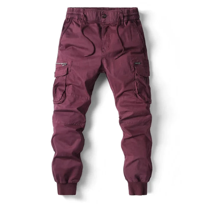 Joggery cargo męskie z elastyczną talią i regulowanym sznurkiem w stylu utility
