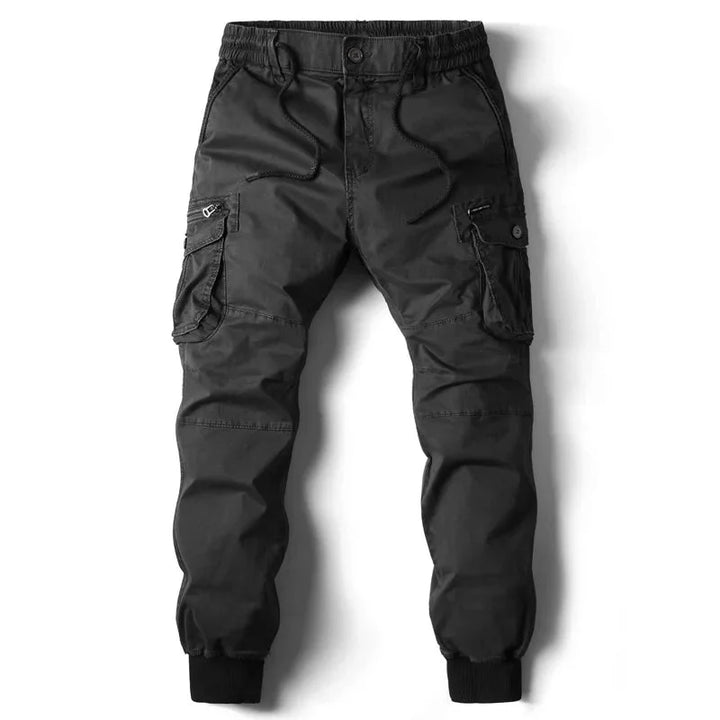 Joggery cargo męskie utility z gładką tkaniną i elastycznym pasem