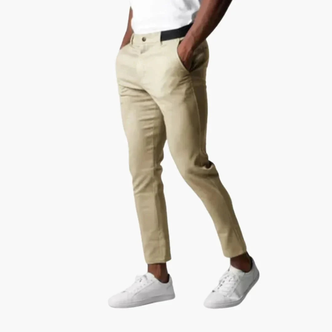 Męskie spodnie slim fit czarne z gładkim wykończeniem i funkcjonalnymi kieszeniami