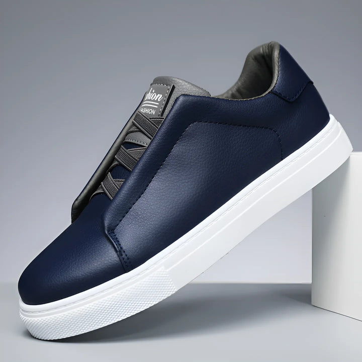 Sneakersy męskie skórzane o niskiej sylwetce z klasycznym sznurowaniem i kontrastowymi akcentami