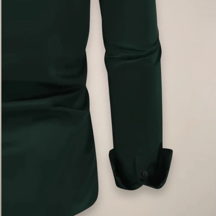 Męska koszula biznesowo-casualowa slim fit z długim rękawem w kolorze grafitowym z delikatnym połyskiem