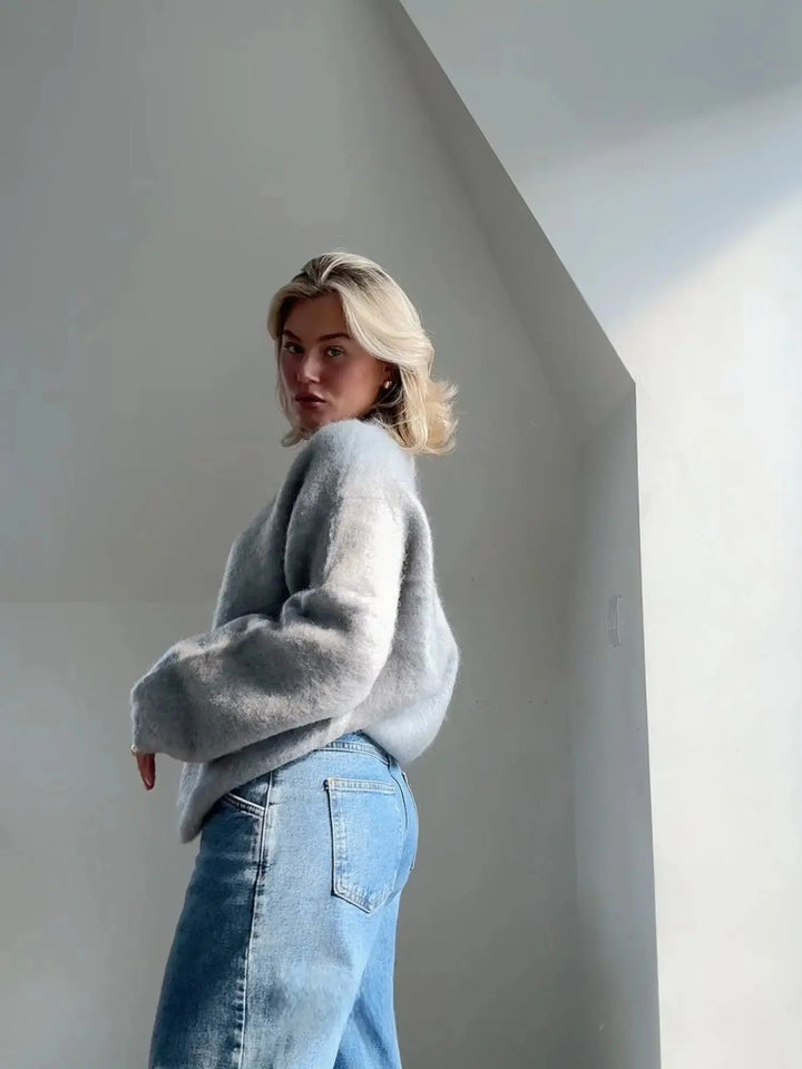 Sweter damski mohair oversized w trzech kolorach burgund krem szary