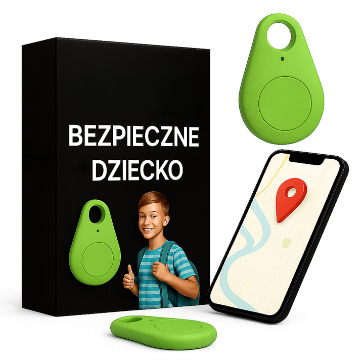 Kompaktowy lokalizator GPS dla dzieci z wodoodporną obudową IP67 widok z przodu