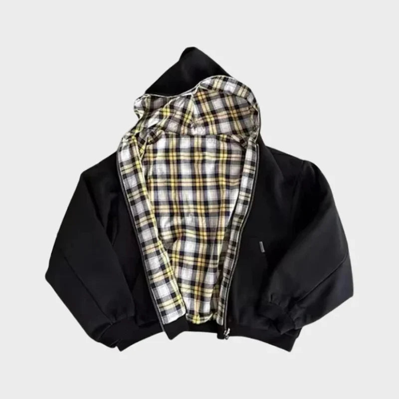 Bluza oversize męska dwustronna z kapturem i zamkiem błyskawicznym z przodu