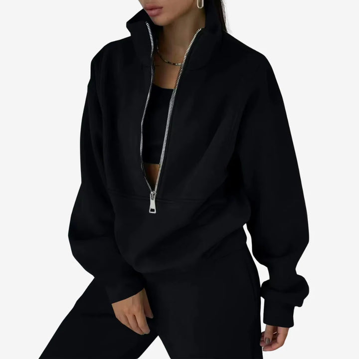 Dres damski dwuczęściowy z elastycznym pasem w spodniach jogger i luźnym fasonem bluzy