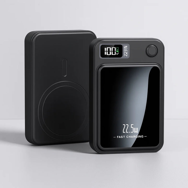 Powerbank 20000mAh z wyświetlaczem LED i funkcją szybkiego ładowania 22,5W w czarnej obudowie