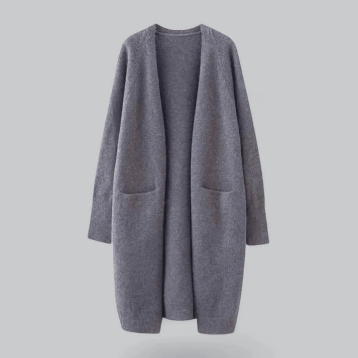 Sweter otwarty damski z dwoma kieszeniami i długimi rękawami do codziennych stylizacji