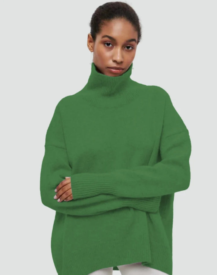 Sweter damski golf oversize w luźnym kroju na chłodne dni