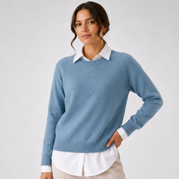 Sweter damski elegancki brązowy z naturalnym wykończeniem dzianiny wełnianej