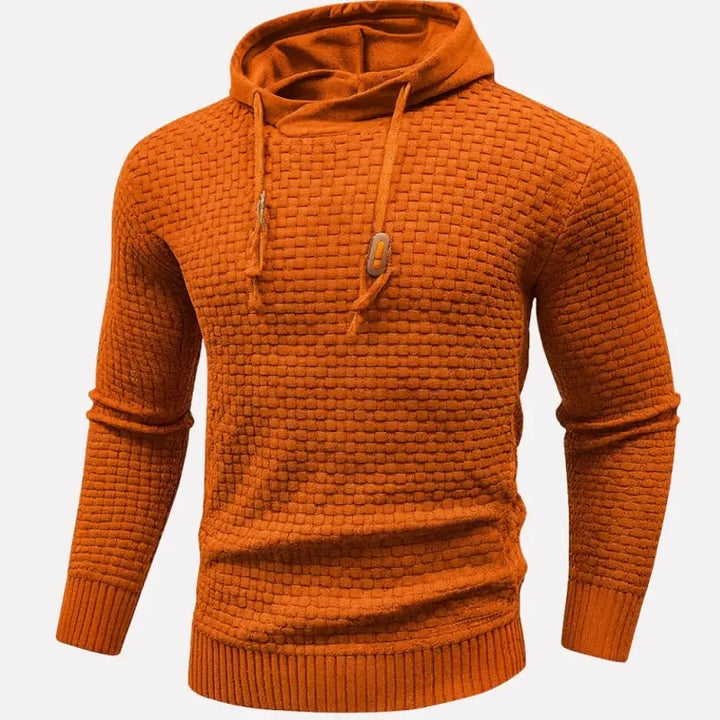 Bluza męska z kapturem teksturowana z przodu z kieszenią kangurką i długimi rękawami