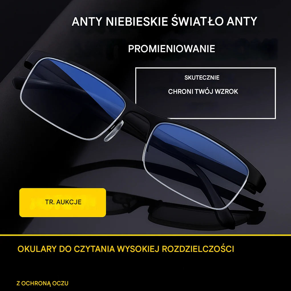 Męskie okulary z inteligentnymi soczewkami progresywnymi w eleganckiej czarnej oprawce