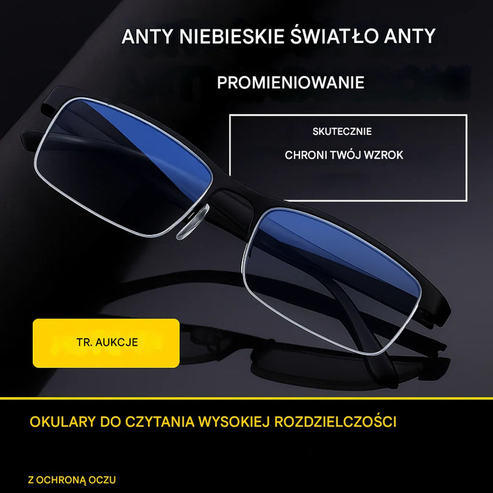 Męskie okulary z inteligentnymi soczewkami progresywnymi w eleganckiej czarnej oprawce