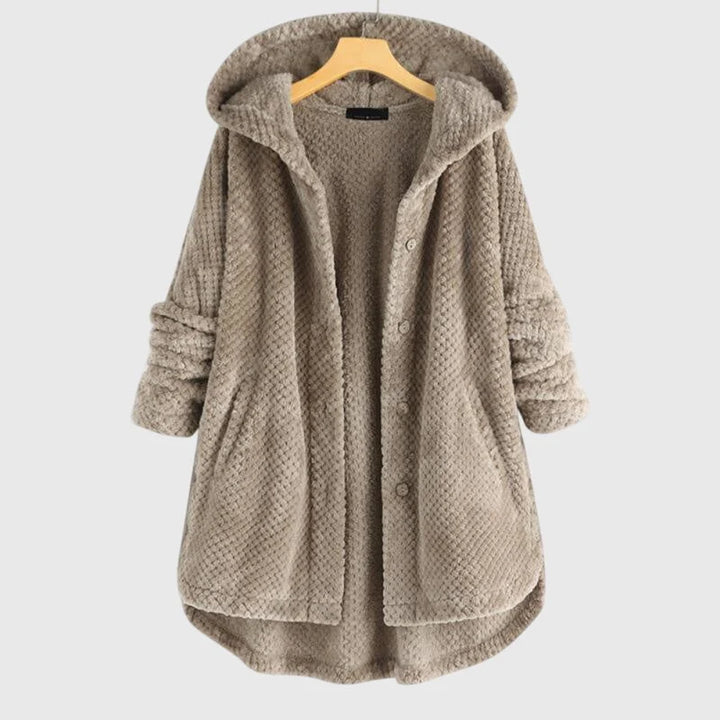 Kurtka fleece damska z kapturem w luźnym kroju z miękkiego materiału