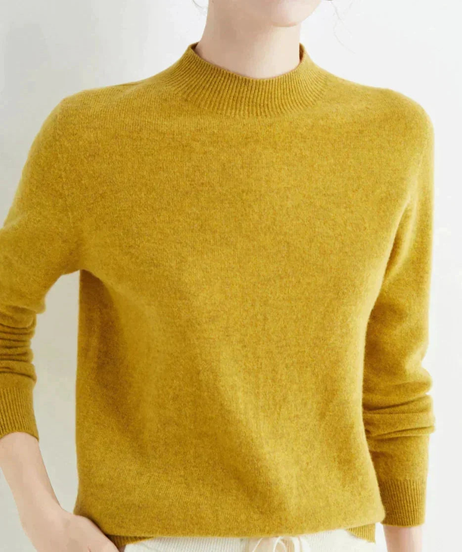 Sweter damski klasyczny krój, dekolt okrągły, miękka dzianina, prążkowane brzegi przy dekolcie i dole