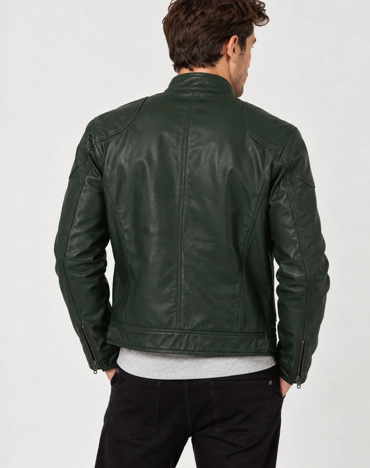 Kurtka męska skórzana z kieszonkami na zamek i gładkim wykończeniem