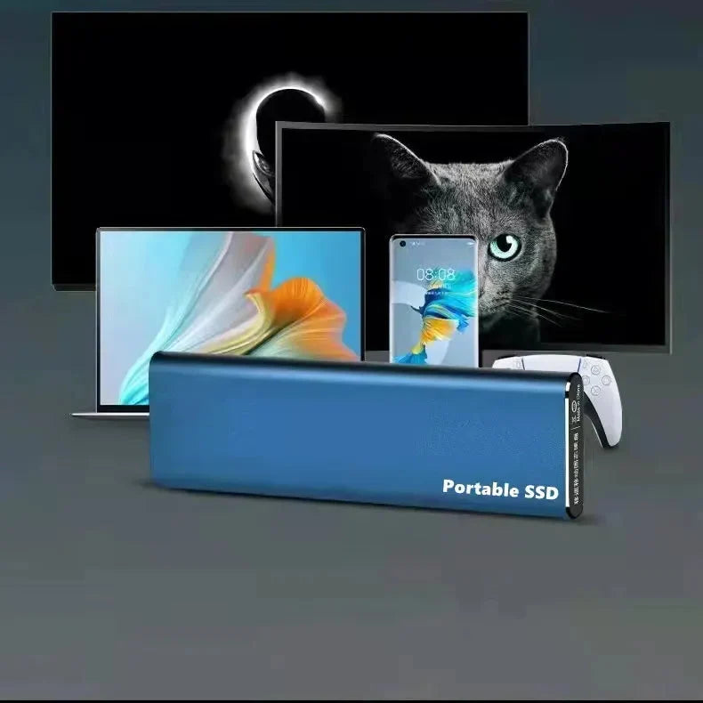 Zewnętrzny dysk 4 TB USB-C w czarnej obudowie na białym tle