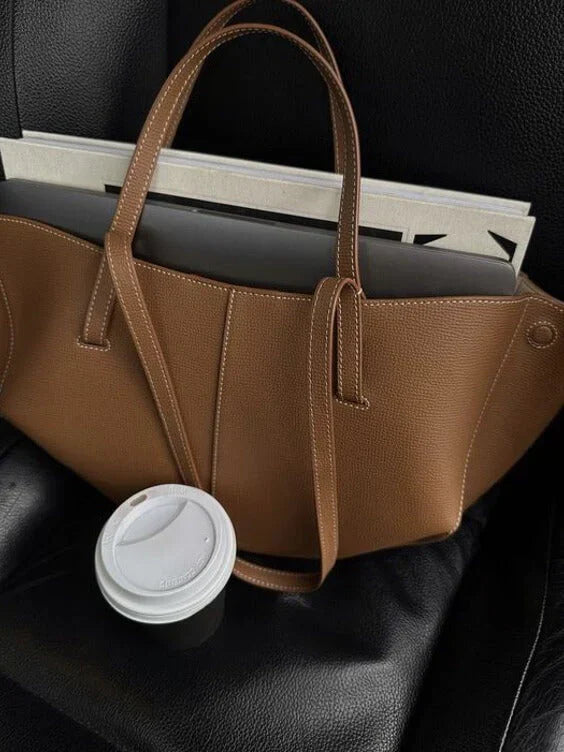 Elegancka torebka damska shopper skórzana z długimi uchwytami do pracy i na co dzień