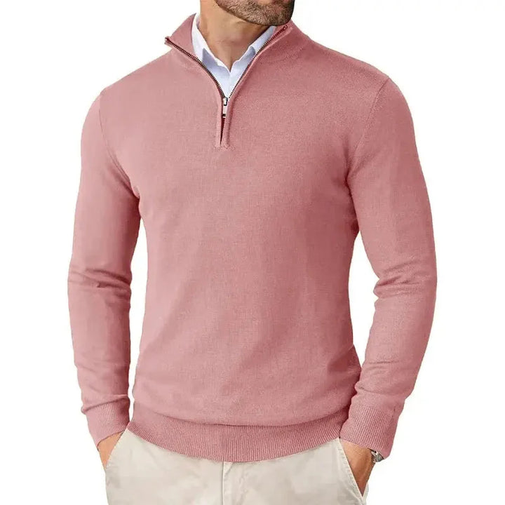 Sweter ze stójką męski, klasyczny design, wygodna dzianina, zamek przy dekolcie