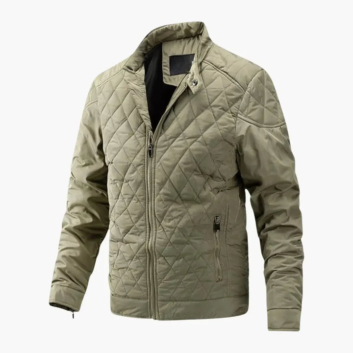 Męska kurtka bomber w stylu casual z diamentowym pikowaniem na korpusie i ramionach