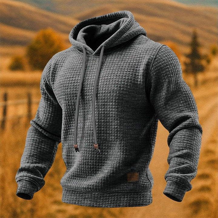 Męska bluza pullover z teksturowaną powierzchnią i praktycznym kapturem