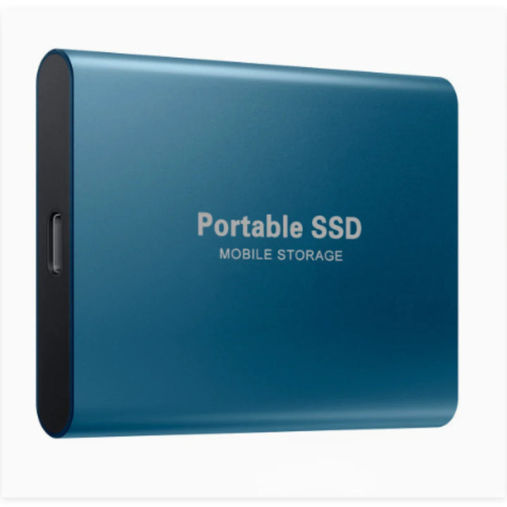 Kompaktowy dysk SSD 2 TB USB-C z metalową obudową i złączem USB-C widocznym z boku