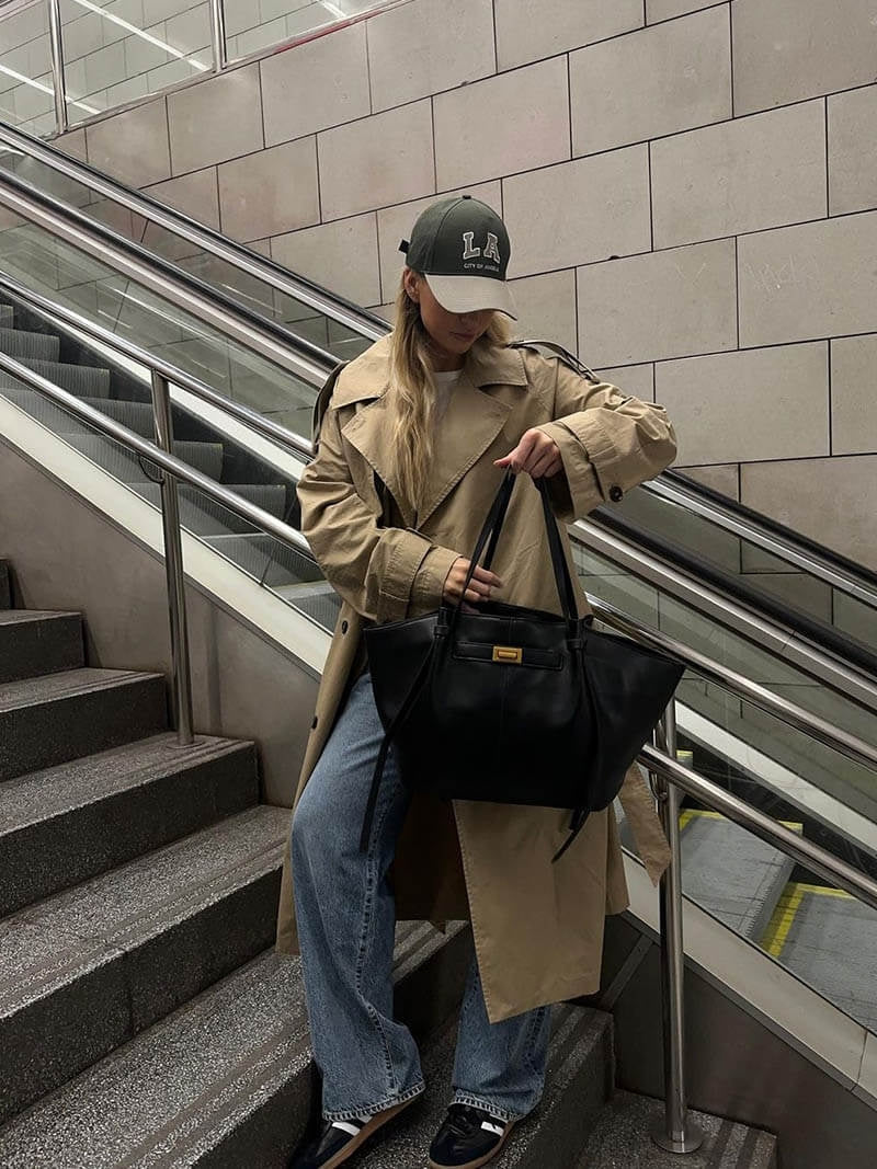 Porównanie kolorów torby shopper damskiej od czarnego przez brązowy do kremowego