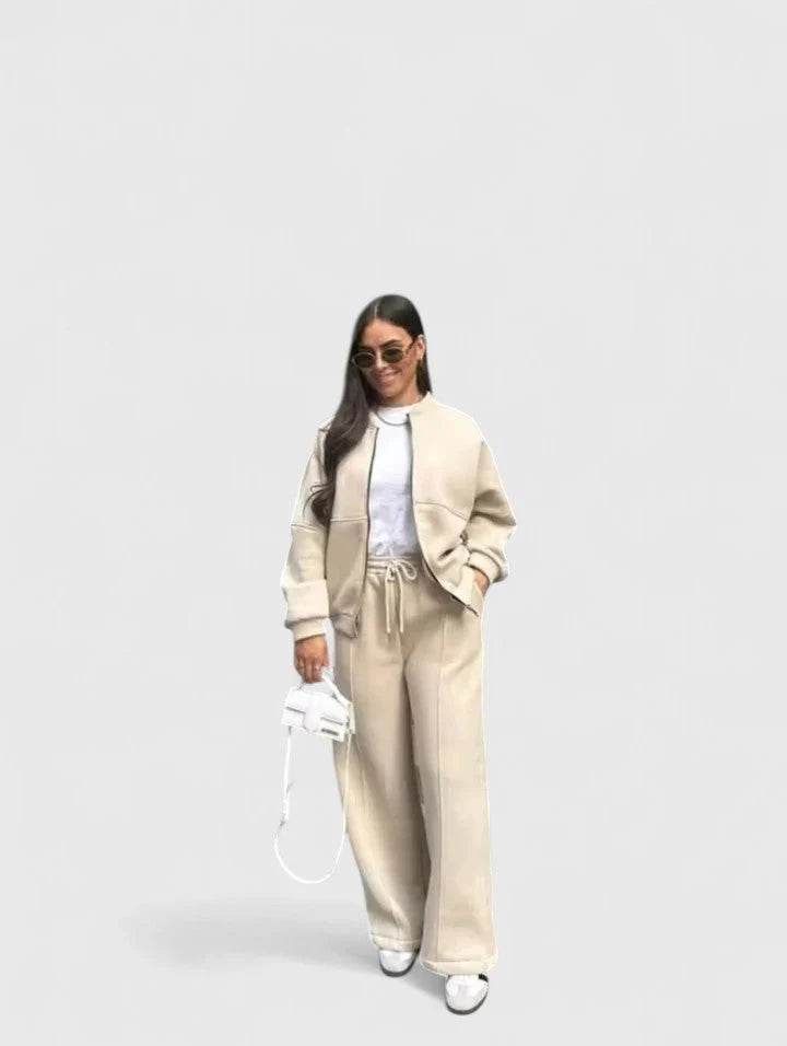 Komplet damski bluza oversize i luźne spodnie, wygodny zestaw casualowy